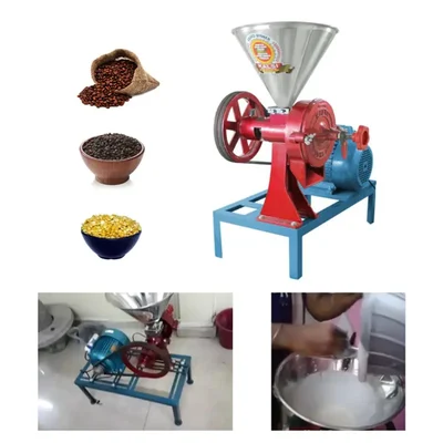 Kalsi Junior Grinder Fitted on Frame with 1hp Motor and SS Hopper For Dry & Wet Grinding Spices, Chili, Rice